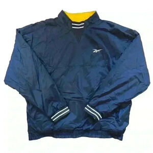 Vintage Reebok Fleece Nylon Reversible Men’s Pullover Windbreaker Yellow Blue XL